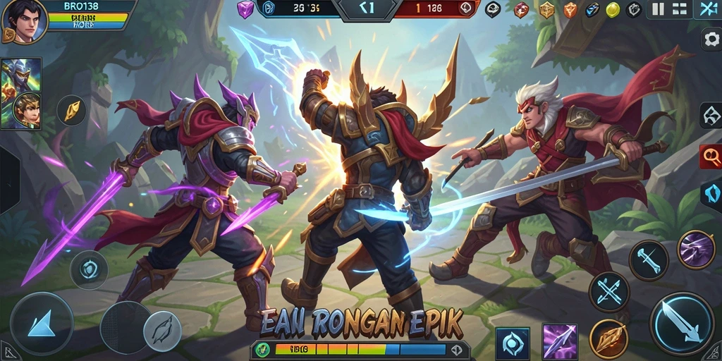 Tangkapan layar dari gameplay seru BRO138 di arena pertempuran MOBA.