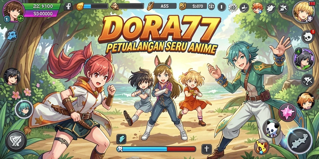 Tangkapan layar dari DORA77 menunjukkan pertarungan epik dalam dunia Anime.