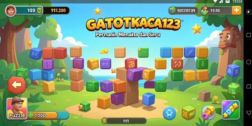 Tampilan gameplay GATOTKACA123 yang penuh warna dan menantang.