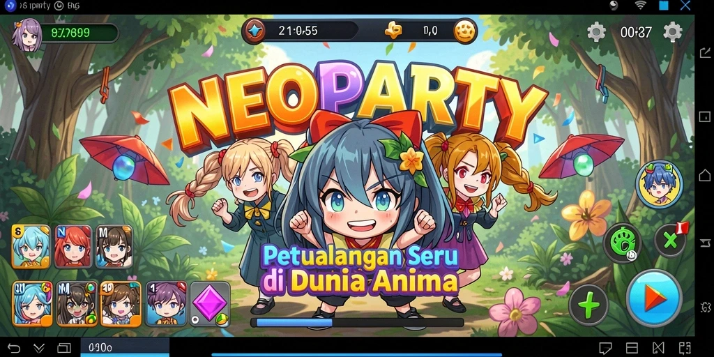 Tampilan menawan dari gameplay NEOPARTY yang penuh aksi dan karakter anime.