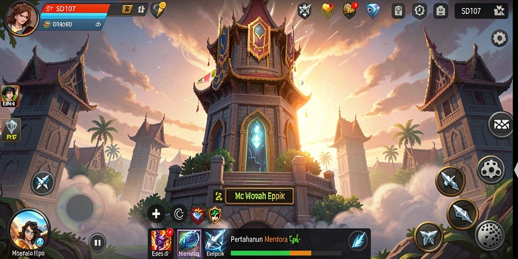 Tampilan menarik dari gameplay SD107 dalam genre Tower Defense.