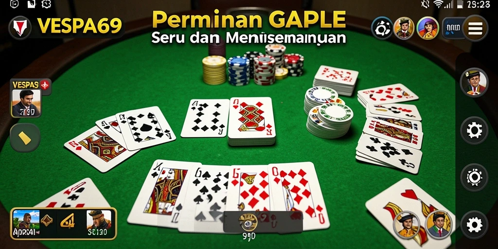 Tampilan gameplay seru Gaple di VESPA69 dengan grafis menawan.