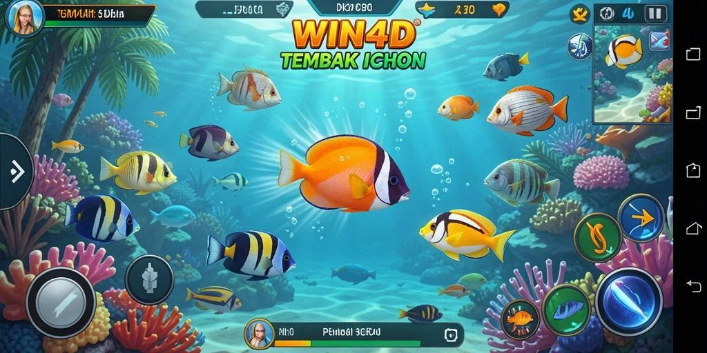 Screenshot gameplay WIN4D menampilkan aksi seru Tembak Ikan.