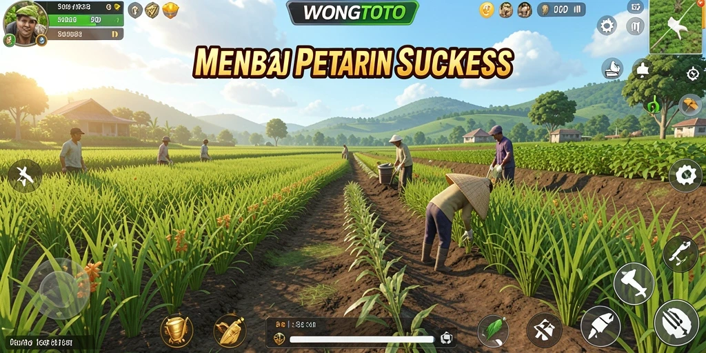 Tampilan gameplay WONGTOTO yang menampilkan aktivitas bertani yang seru.